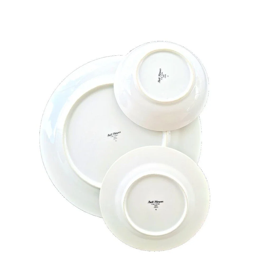 Bell Flower Fine China Japan 2999 3 Pc Place Setting Dinner Bowl Bread Plates